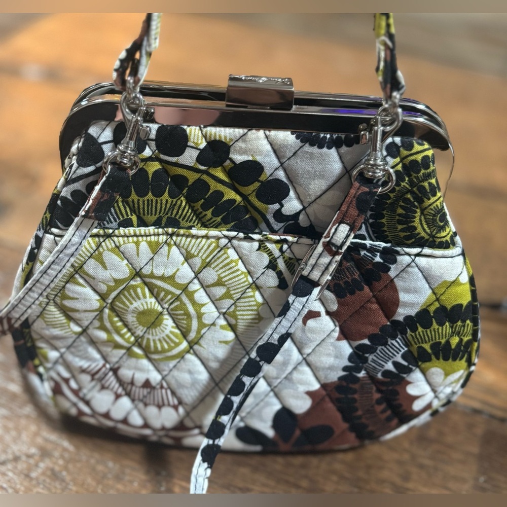 Vera Bradley Mini Frame Crossbody Cocoa Moss Handbag